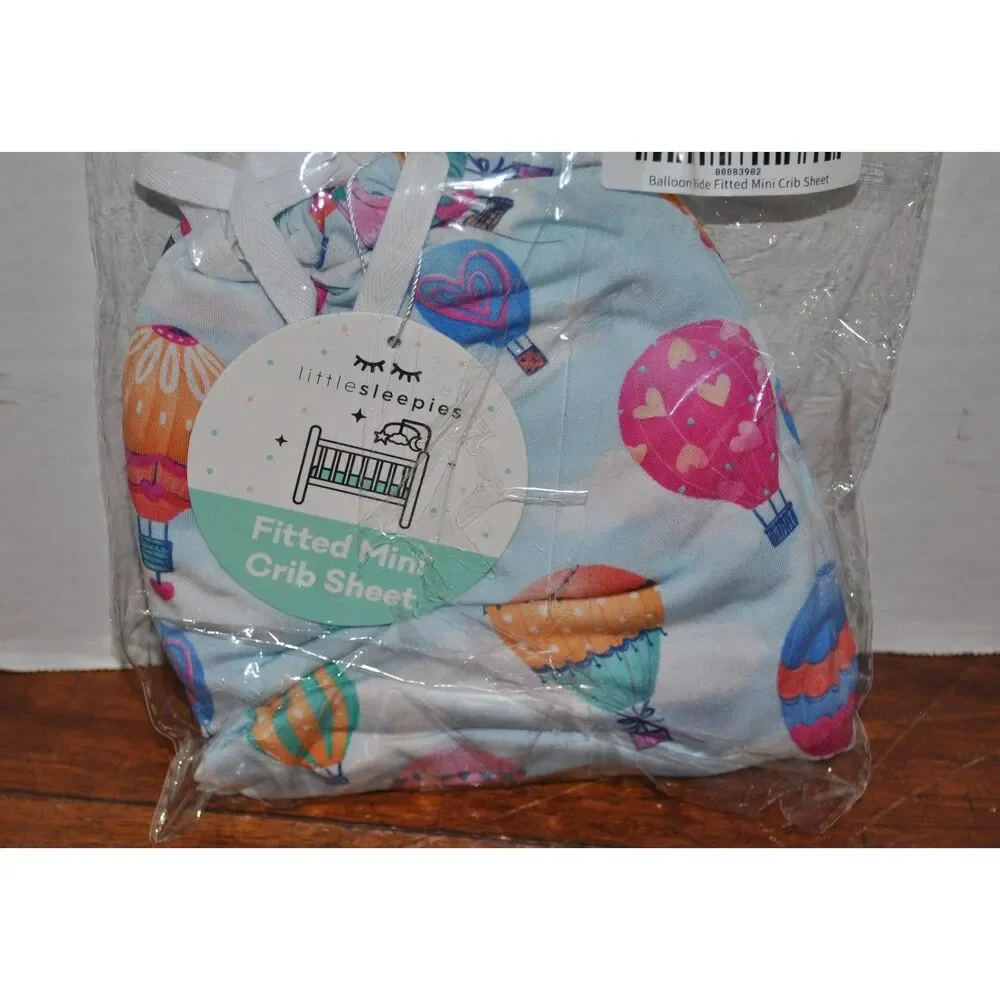 Retired Little Sleepies Balloon Ride Fitted Mini Crib Sheet NEW